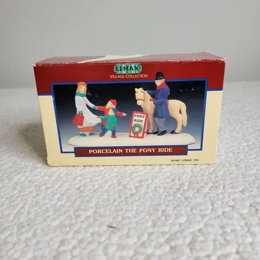 VTG Lemax Village Collection Porcelain The Pony Ride OOP Figurine 1997 w Box OOP